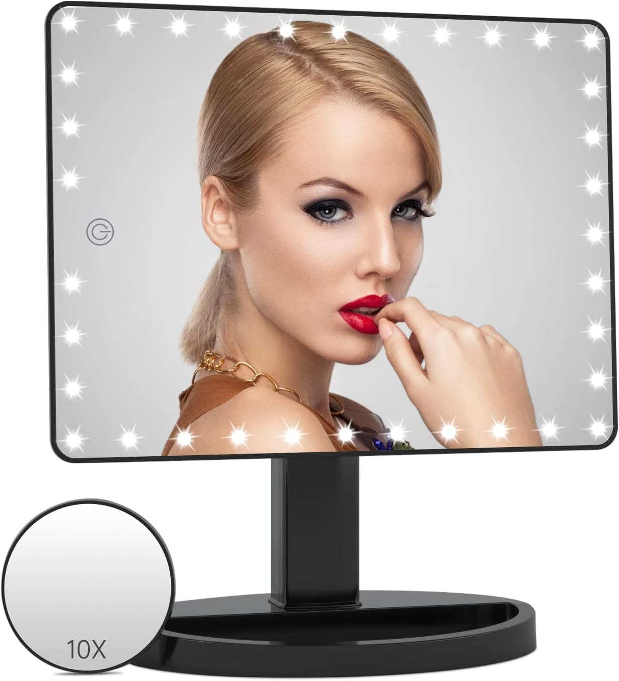 XL LED Tischspiegel Touchscreen 360° Verstellbar Weiß oder Schwarz - 1