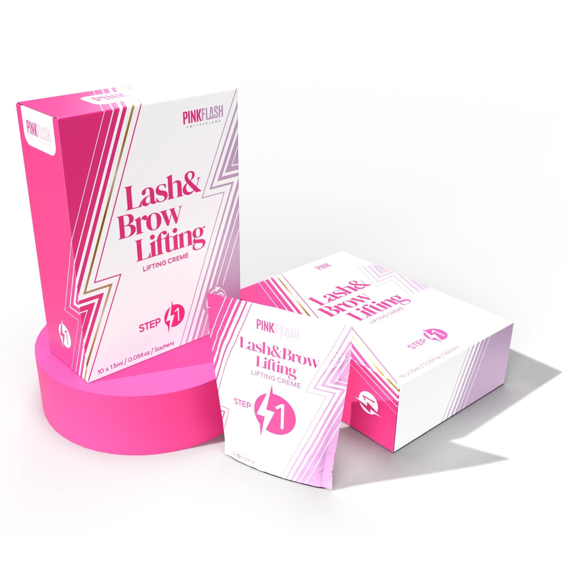 Pink Flash Lash & Brow Lift – Passo 1 Permanente (10 × 1,5 ml) - 1