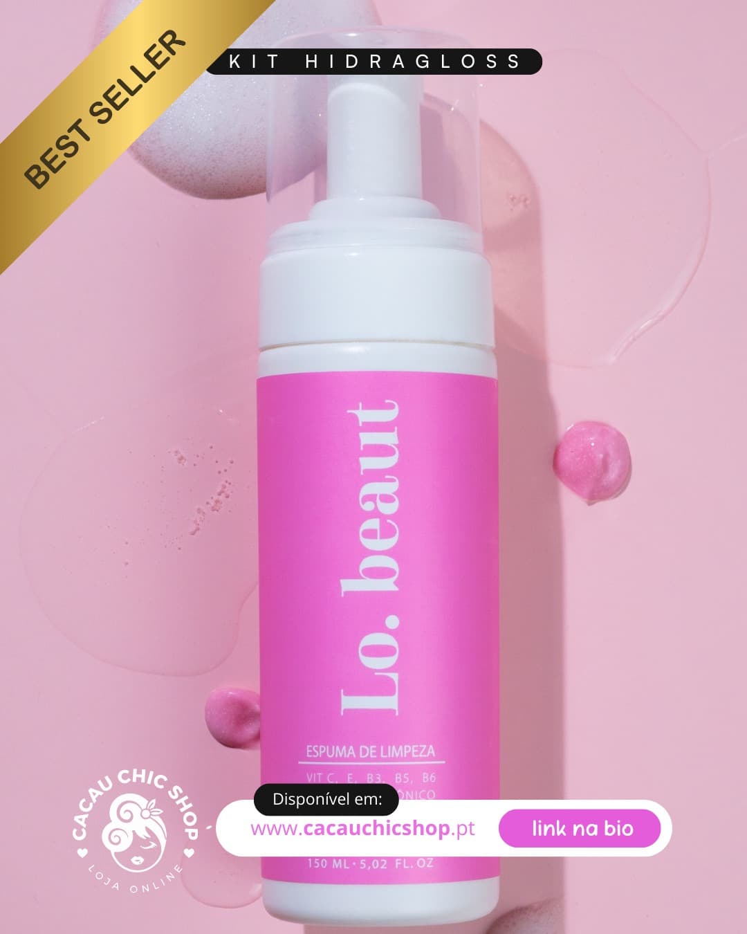 Espuma de Limpeza LO BEAUT 150 ml Hidragloss, Pré Micro Labial - 1