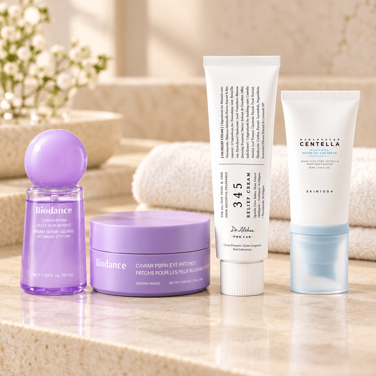 Kit Coreano Profissional — Finalização com SPF, uma unidade de cada produto num ambiente de cabine — composição ilustrativa, acessórios não incluídos