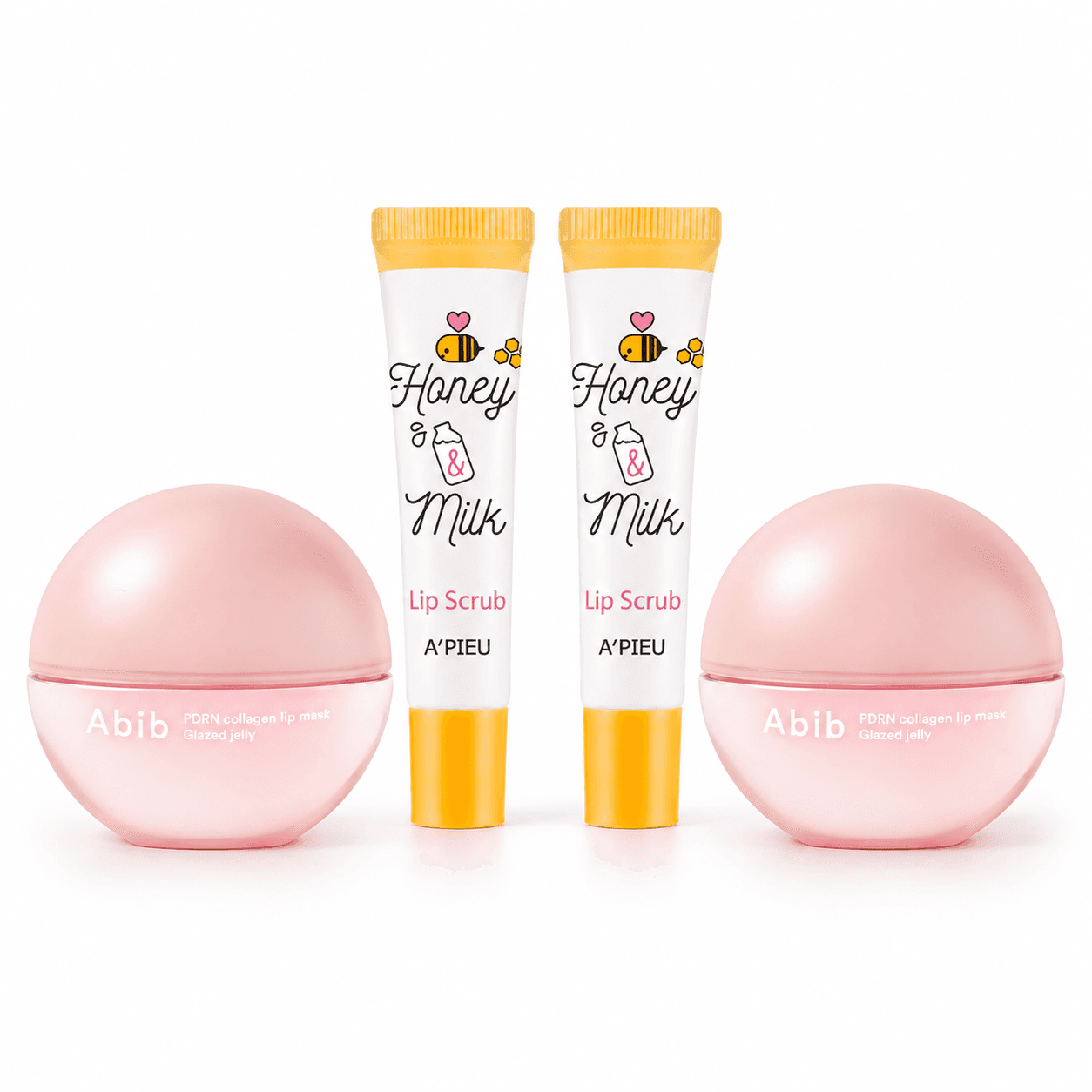 Kit Profissional Lábios Macios — Preparação e Finalização, 4 Produtos — composição ilustrativa do conteúdo exato do kit