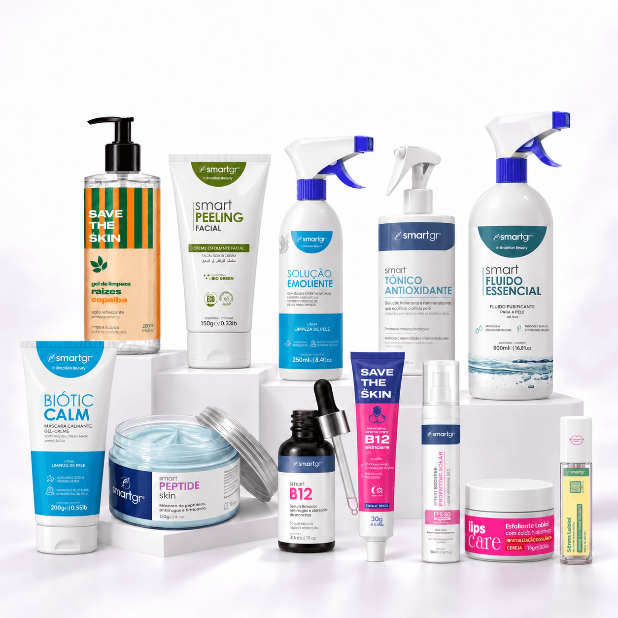 Kit de limpeza de pele profissional Smart GR com 12 produtos para rosto e lábios, apresentados em conjunto