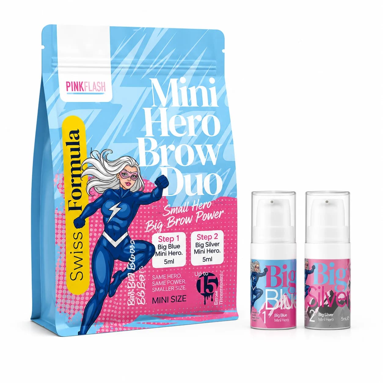 Pink Flash Mini Hero Brow Duo - Kit zur Augenbrauenlaminierung - 1