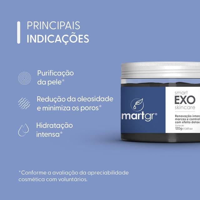 Exo – Máscara Facial Purificante Smart GR 120 g, indicações de utilização