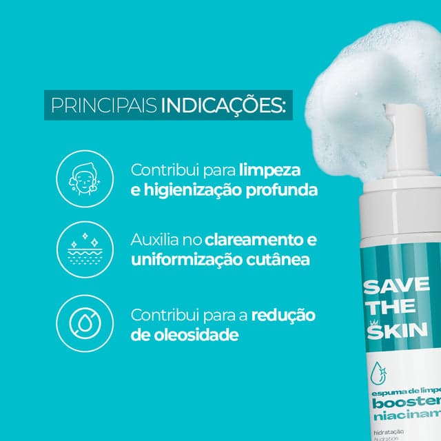 Espuma de Limpeza Booster Niacinamida Smart GR 120 ml, indicações de utilização