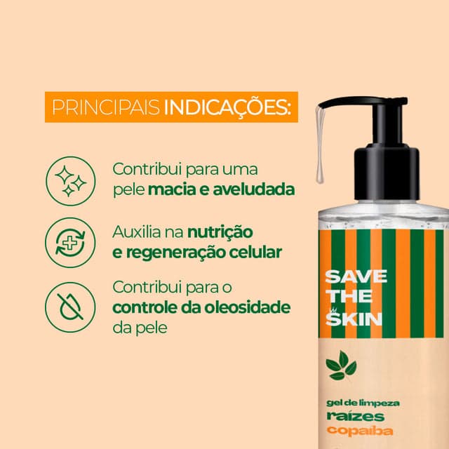 Gel de Limpeza Raízes Copaíba Smart GR 200 ml, indicações de limpeza e equilíbrio da oleosidade