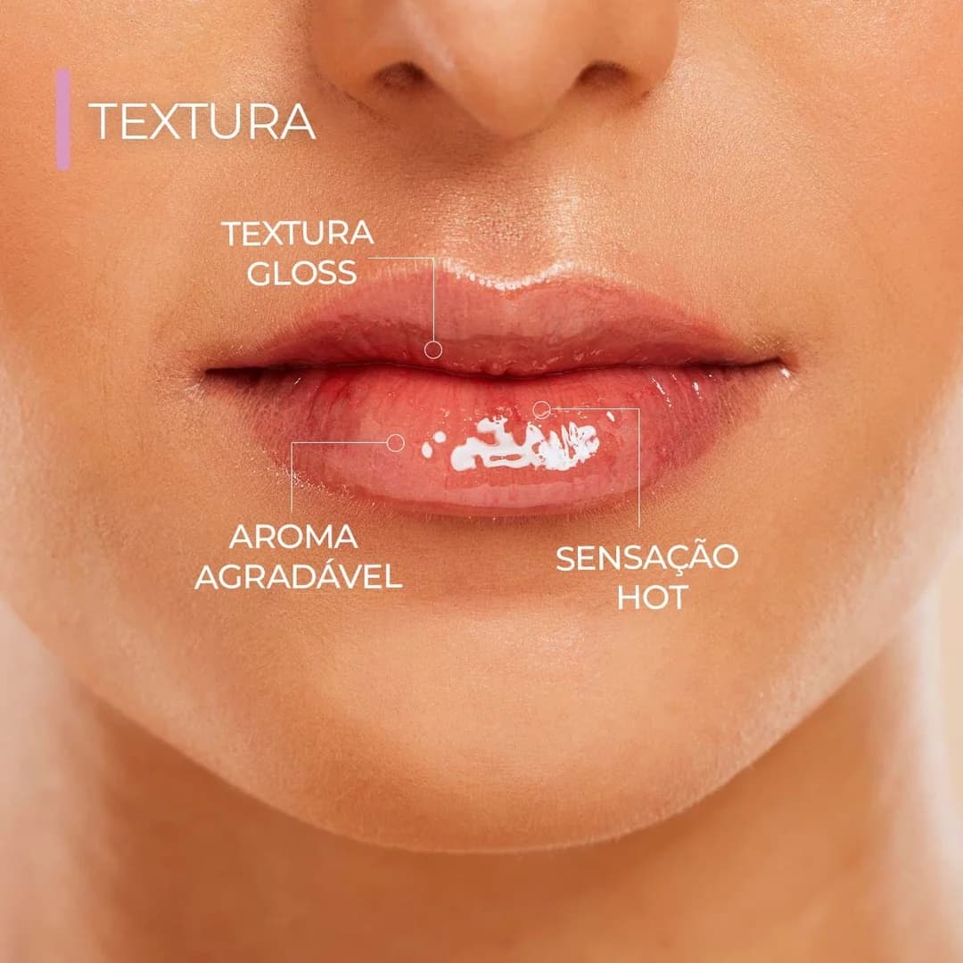 Gloss Volumizador Marshmallow Lips Care Smart GR 6 ml, textura e aplicação nos lábios