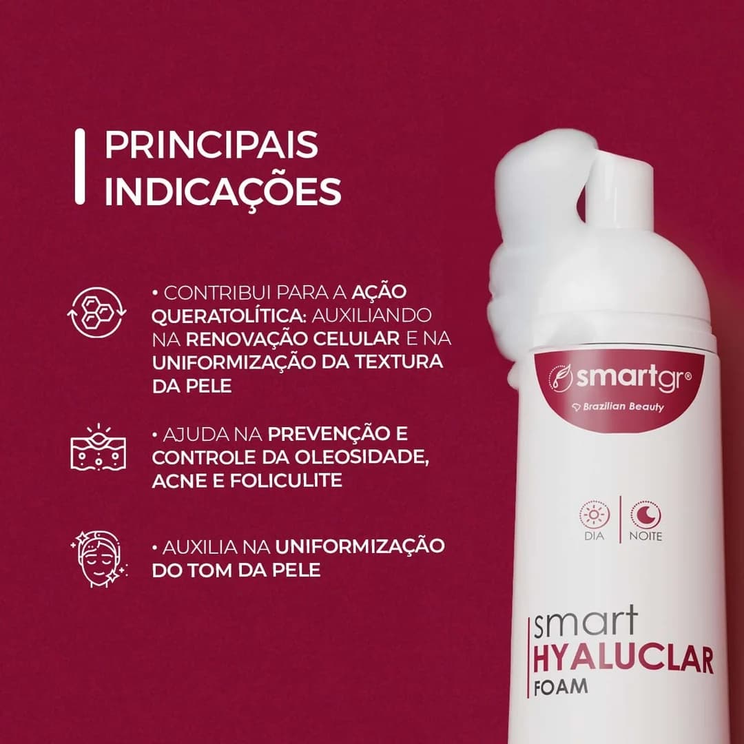 Espuma de Limpeza Hyaluclar Smart GR 150 ml, indicações de utilização