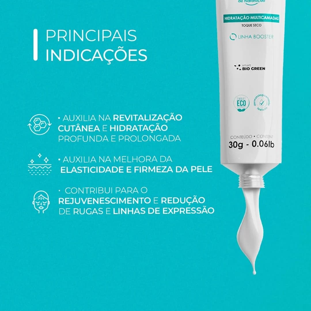 Creme Booster Ácido Hialurónico Smart GR 30 g, indicações de hidratação e cuidado das linhas