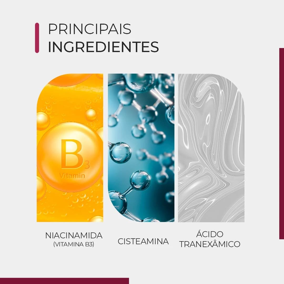 Sérum Hyaluclar Intense 3 Cisteamina Smart GR 30 ml, principais ingredientes da fórmula