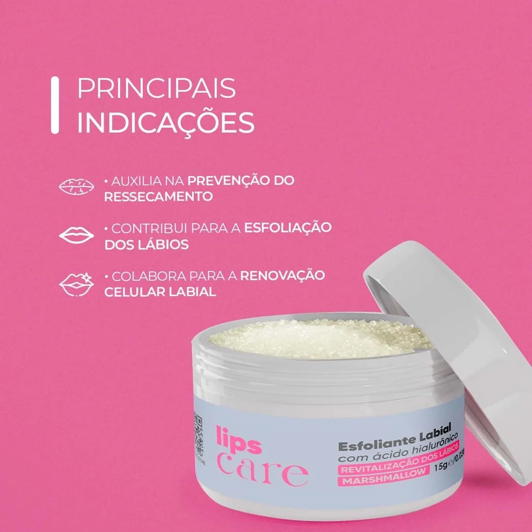 Esfoliante Labial Marshmallow Lips Care Smart GR 15 g, indicações de utilização