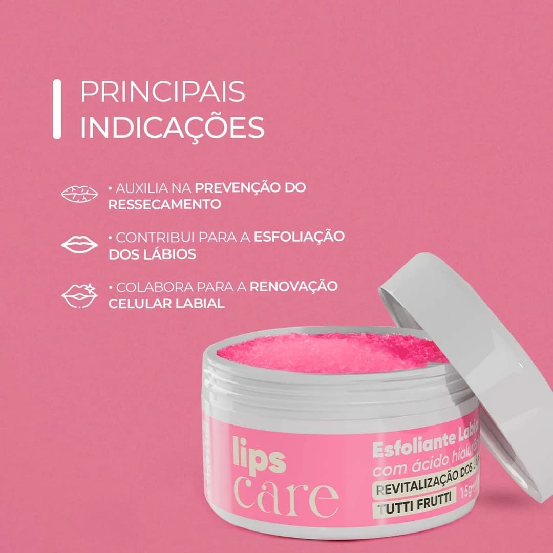 Esfoliante Labial Tutti Frutti Lips Care Smart GR 15 g, indicações de utilização